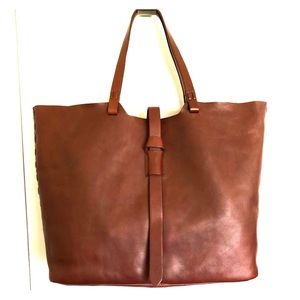 gently used leather madewell marin tote in rich brown